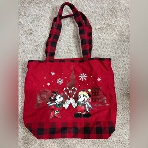 Walt Disney World Parks Red Christmas Holiday Tote Mickey Minnie Magic Kingdom